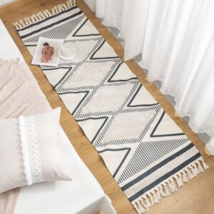 Alfombra kilim 60 x 200 cms Zigzag Negro