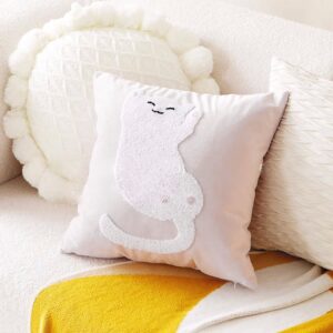 FUNDA DE COJIN GATO BLANCO 45 x 45 cm