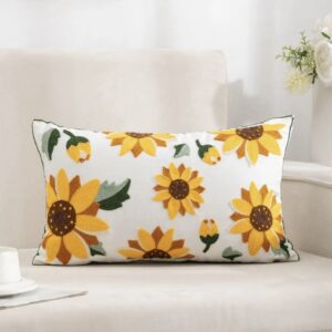 FUNDA DE COJIN BORDADA GIRASOL 30 x 50 cm